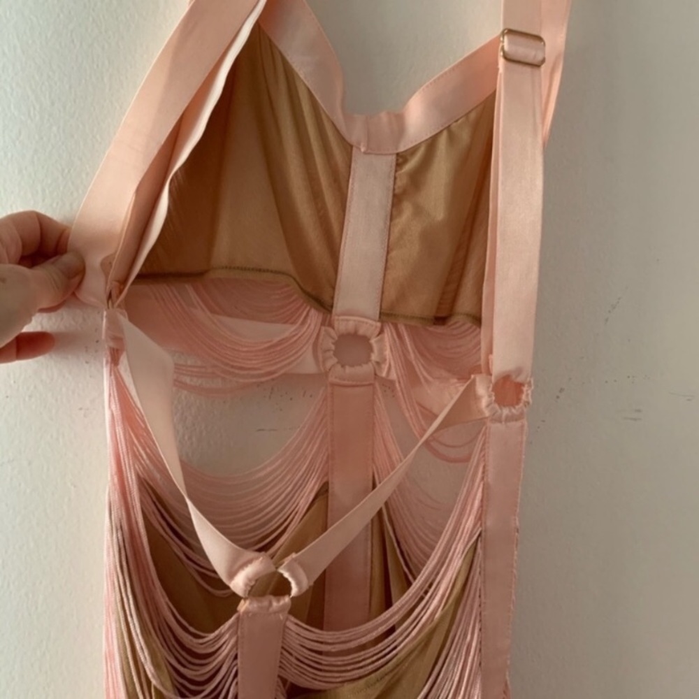 House of CB Blush Pink Fringe Overlay dress - Picture 9 of 9